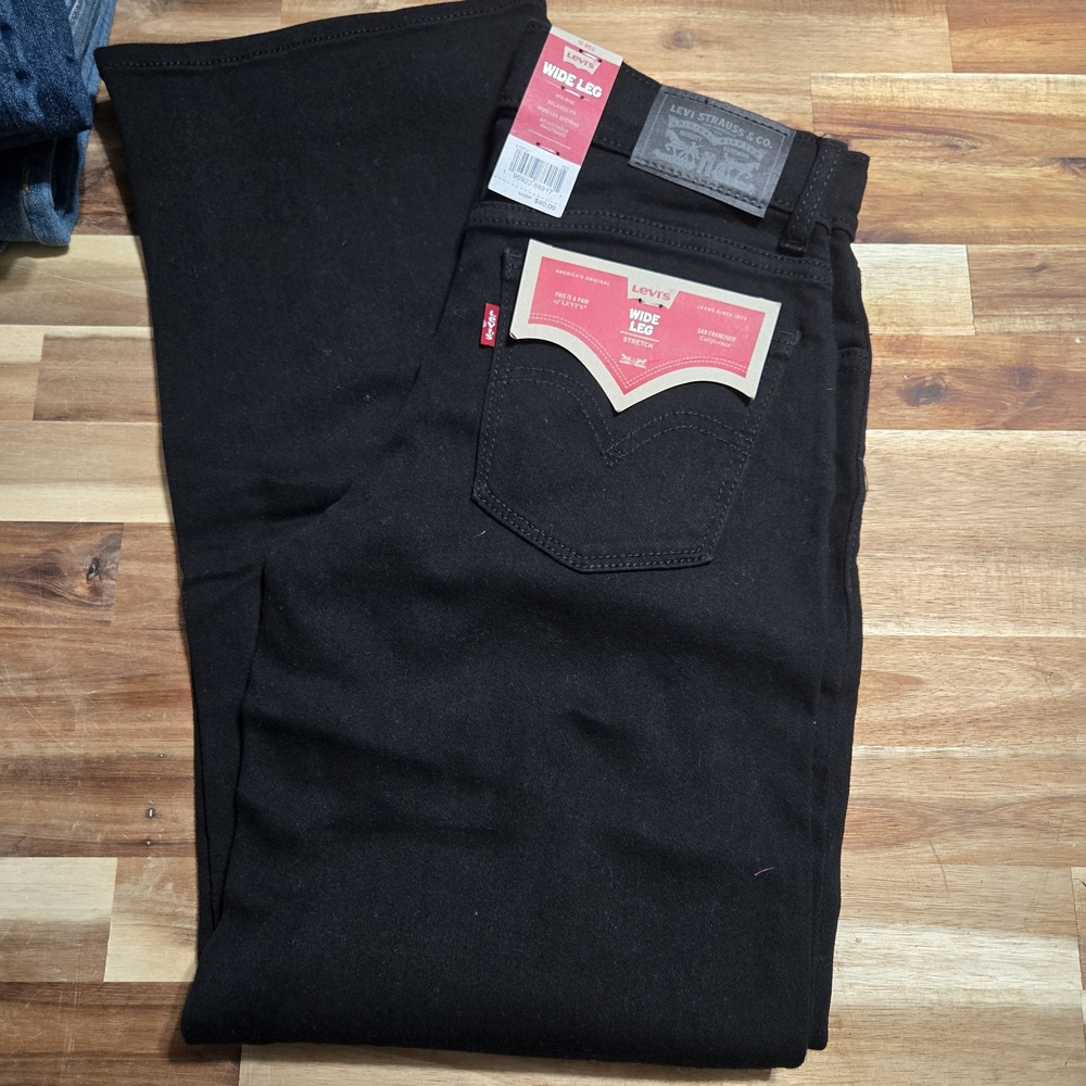 Girs Size 10 Levi's Flex Stretch Wide Leg Black Jeans